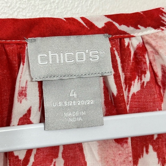 Chicos Boho Ikat Tassel Accent Popover Blouse Womens Size 20-22 - Picture 11 of 14